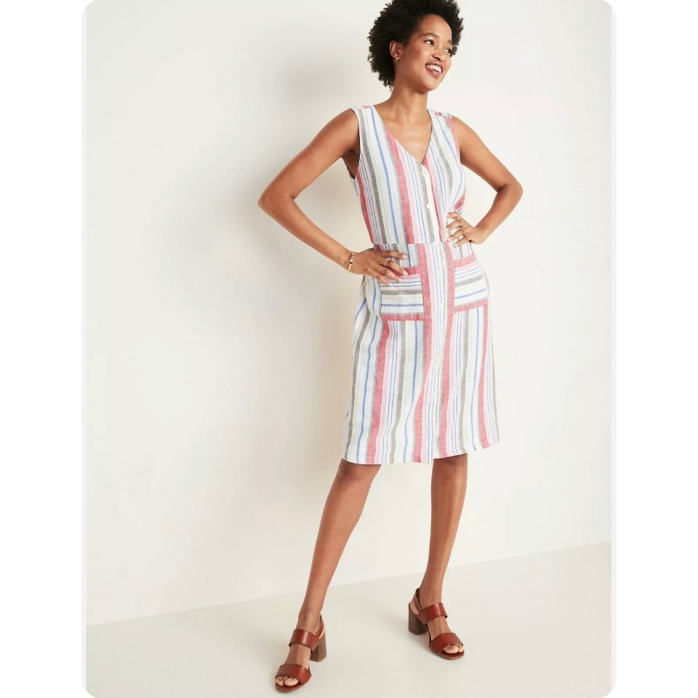Old Navy Striped Linen Dress
